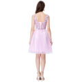 Grace Karin Ärmelloses V-Ausschnitt Tüll Netting Pink Kurzes Prom Dress GK001008-1